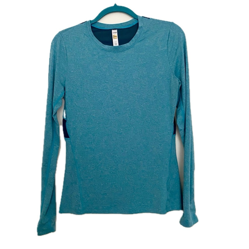 Lole Long Sleeve Athletic Top Teal Blue Thumbholes Lightweight Mesh Panel M